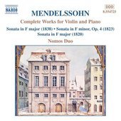 Album artwork for Mendelssohn: Complete Works for Violin and Piano