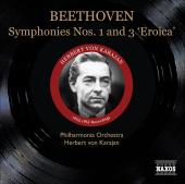Album artwork for Beethoven: Symphonies Nos. 1 & 3 / Karajan